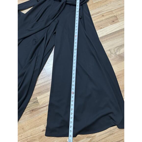 Lilli Diamond Vintage Maxi Jumpsuit Palazzo Wide Leg High Leg Slit Black Sz 10 - Picture 10 of 13